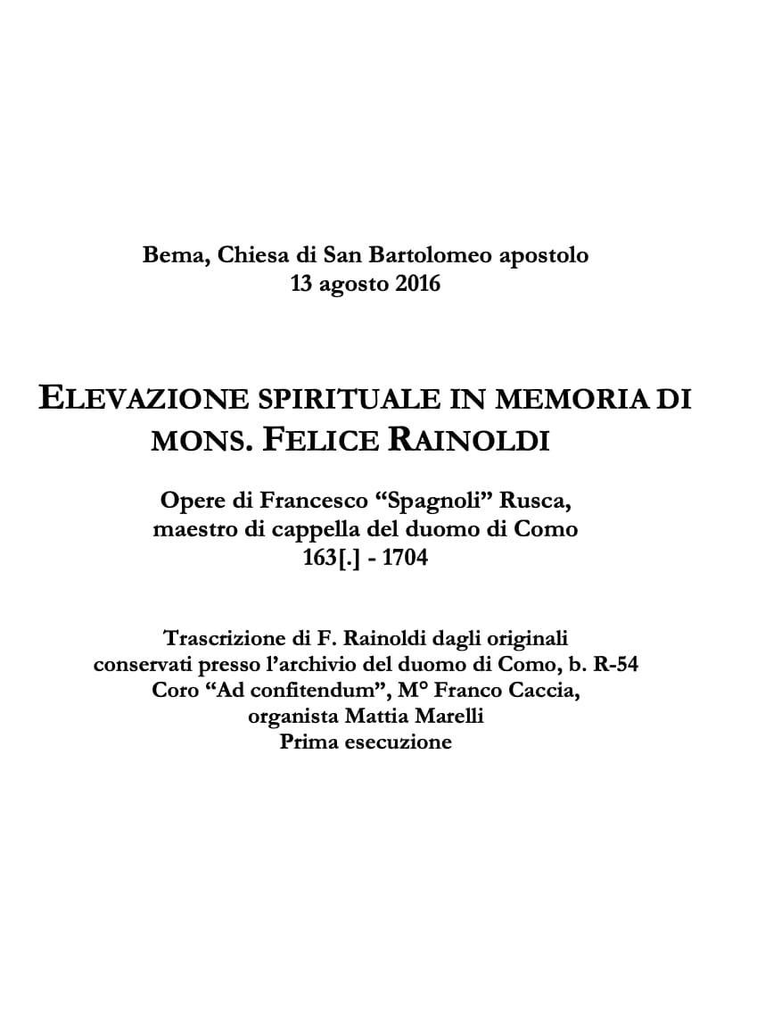 Bema, 13 agosto 2016